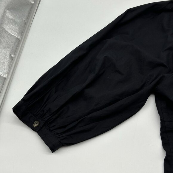 Free People Teagan Size Medium Black Puff-Sleeve On/Off Shoulder Peplum Blouse - Picture 10 of 11